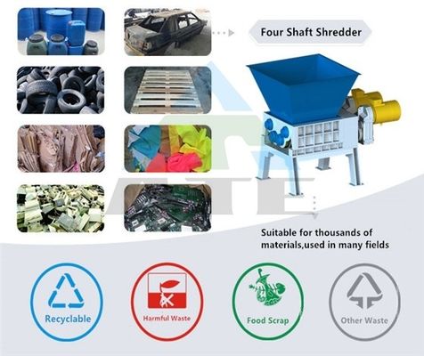 800 Modelo Quatro eixos Pneus Borracha Madeira Funcional Máquina de reciclagem Resíduos de plástico triturador