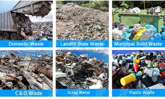 Equipamento de linha municipal de triagem de resíduos sólidos com taxa de ruptura de sacos de 60-90% e peso de 2000 kg