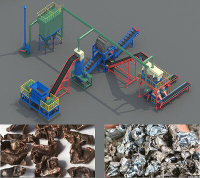 Metal de cobre triturador de tubos de plástico de eixo duplo Material adequado Metal e plástico