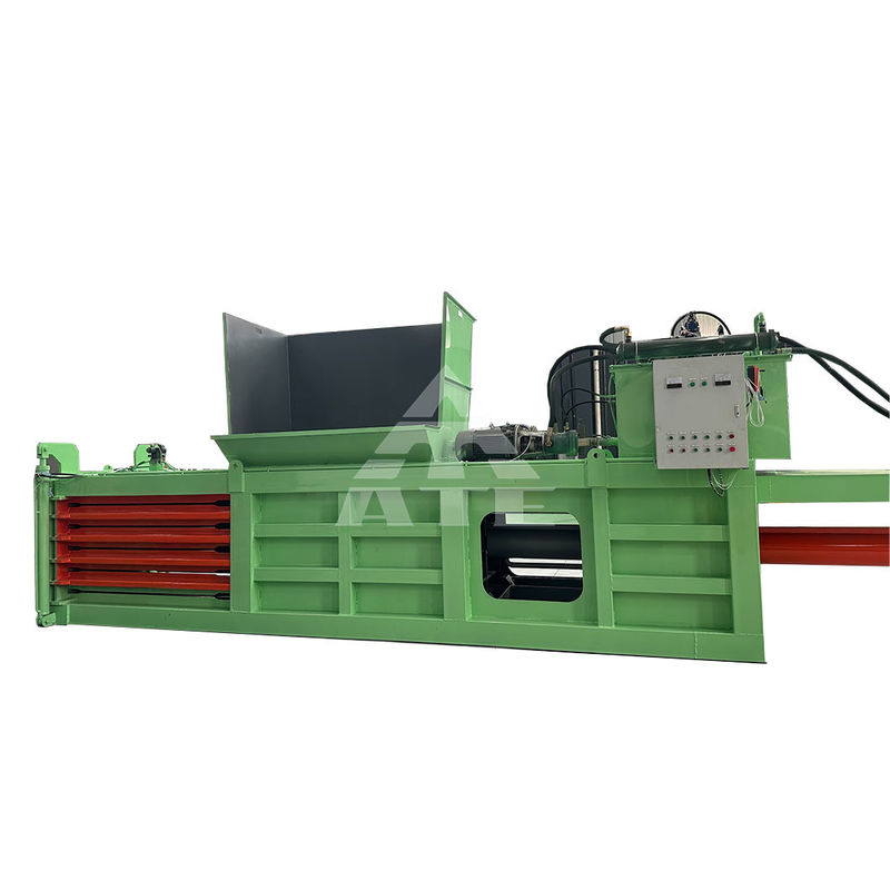 Reciclagem de resíduos têxteis Máquina de embalagem hidráulica horizontal para compressão de garrafas
